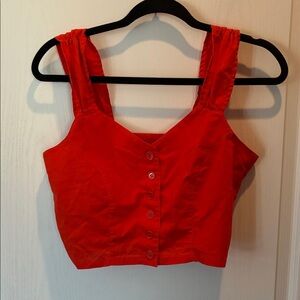 Vintage 1980s Reddish-Orange Button Front Crop Top – Simply basic size Medium